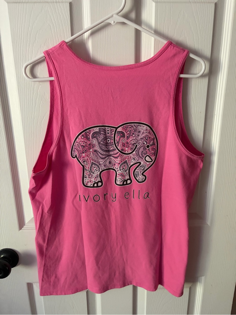 Ivory Ella Women’s Tank Top Pink Paisley / Bandana Print Elephant Size Large